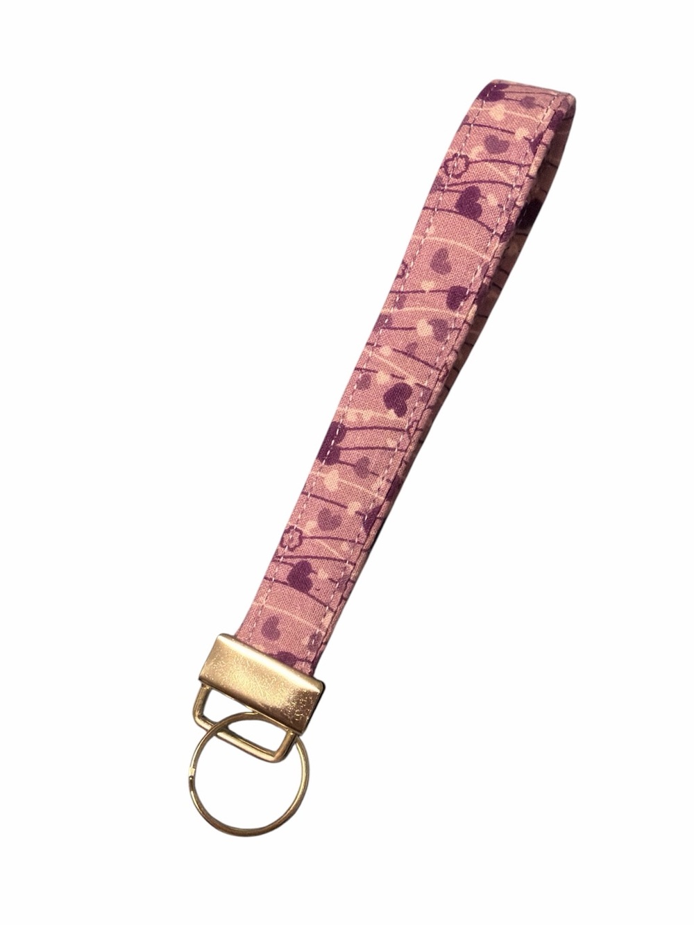 Hand Crafted 5” Purple Floral Wristlet Key Fob Keychain